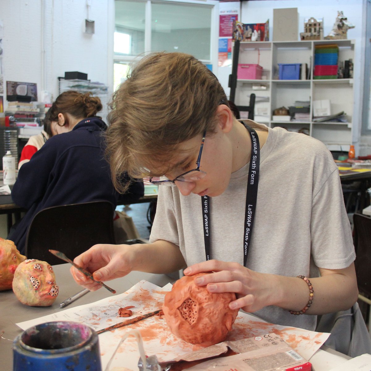 The Y13s working on their final art exam pieces today.