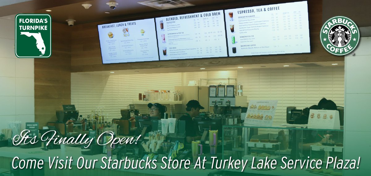 Come on over and mark the grand debut of our shiny new Starbucks outlet at Turkey Lake Service Plaza! Join us in a cheer for fresh beginnings over a steaming cup! #Starbucks #NewBeginnings #CoffeeTime.