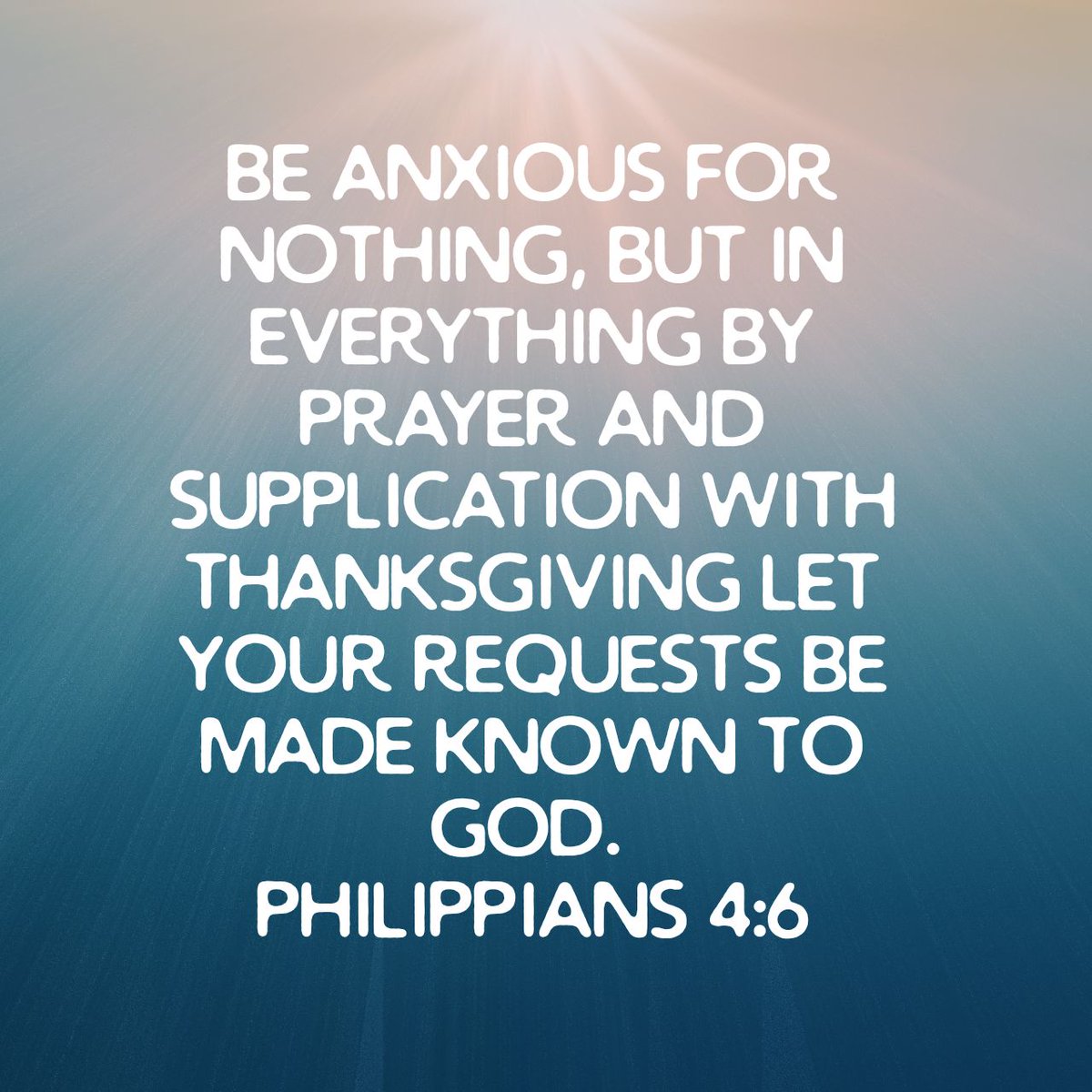 Be anxious for nothing, but in everything by prayer and supplication with thanksgiving let your requests be made known to God.
Philippians 4:6 NASB1995

bible.com/bible/100/php.…