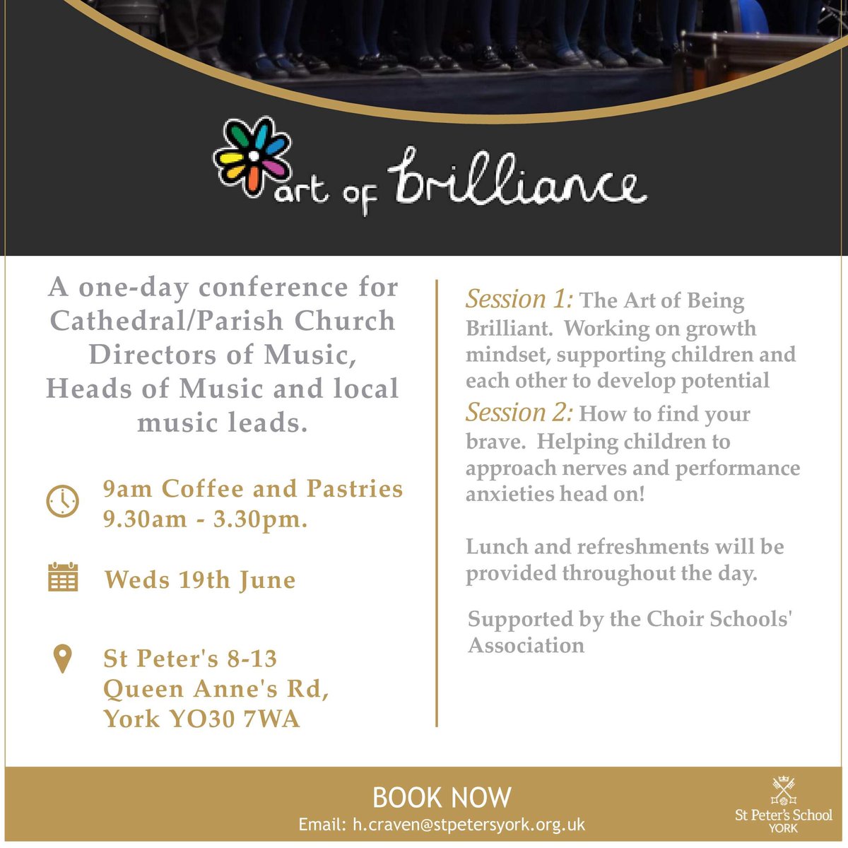 So excited to be hosting this conference with Art of Brilliance @beingbrilliant on 19th June - all about growth mindset and supporting musicians. If you are interested, please get in touch - it will be amazing. So grateful to @CSAChoir for their generous support.