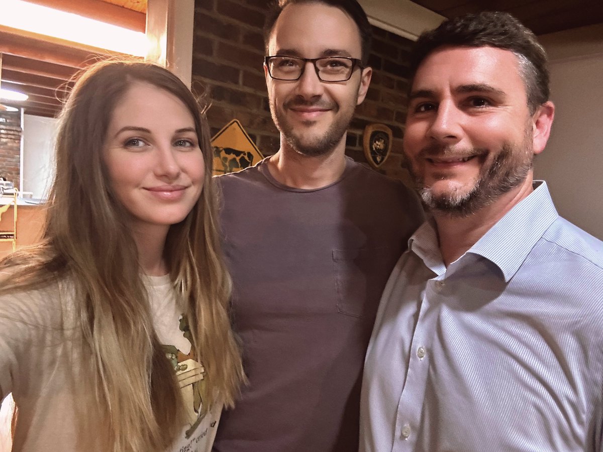 Look what the storm blew in! 🌪️ His flight was delayed due to the tornado, so @SwipeWright and I got a surprise visit from @ConceptualJames last night.