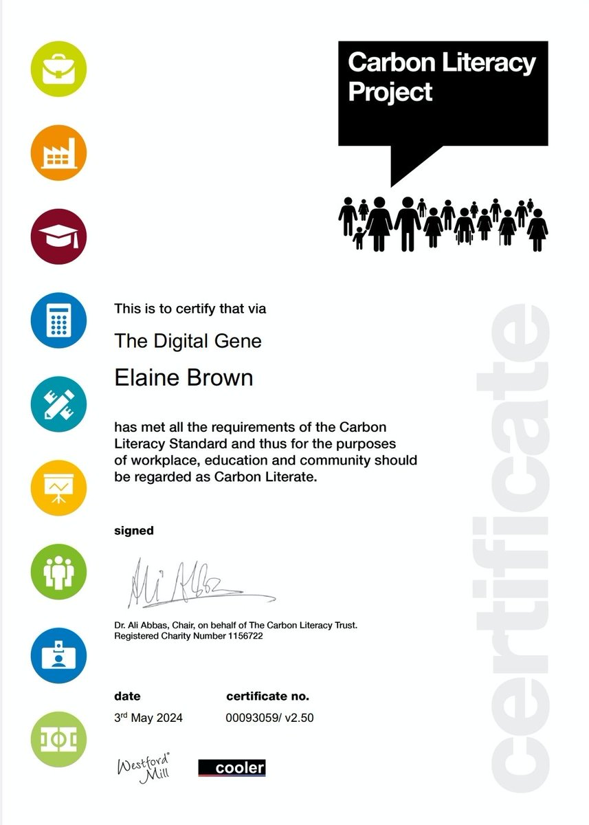 I've been certified as Carbon Literate. This training is hard hitting and eye opening. I now feel empowered + equipped with knowledge + tools to understand and address the impacts of climate change on an organisational, community, and individual basis.