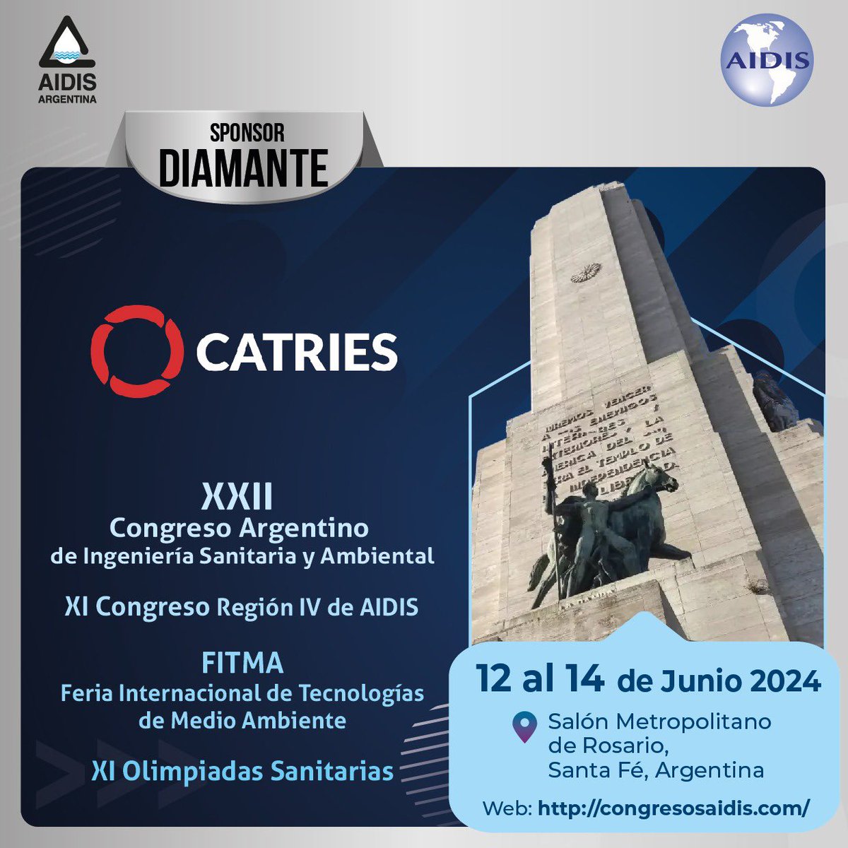 🌍 Desde Aidis Argentina agradecemos a nuestro sponsor DIAMANTE <a href="/catriesorg/">CATRIES</a> por el apoyo al XXII Congreso Argentino de Ingeniería Sanitaria y Ambiental desde el 12 al 14 de junio de 2024.

ℹ️ Consultas e inscripciones 

congresosaidis.com 

#AidisArgentina #Congreso