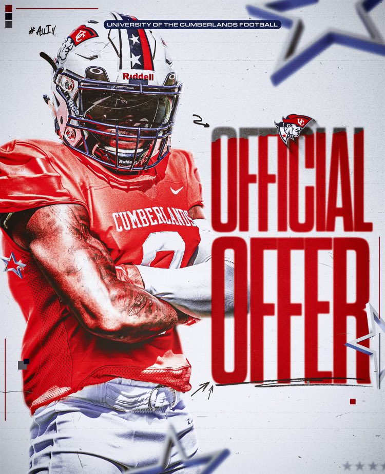 After a great conversation with coach @Benji_Jae I am blessed to receive an official offer from the university of the cumberlands! #AGTG @tyner_football @cmainor15 @CSmithScout @StephenHargis