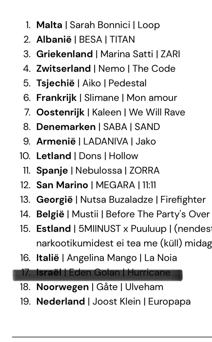 Avondje #EUROVISION 🎉
Ik wens alle queers veel kijkplezier. 
En maak gebruik van uw stemrecht! 
Als u maar níet op Israël stemt! 
Genoeg andere landen waar u wél op kunt stemmen! #Eurovision2024 #songfestival #uvaprotest