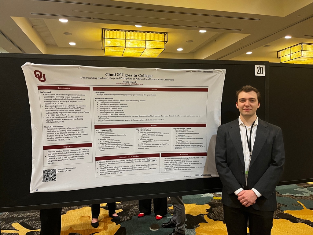 Congratulations to the undergraduate students who presented at the Southwestern Psychological Association annual conference. All students pictured here are working under the mentorship of Dr. Jenel Cavazos and graduate student Hannah Baskin.