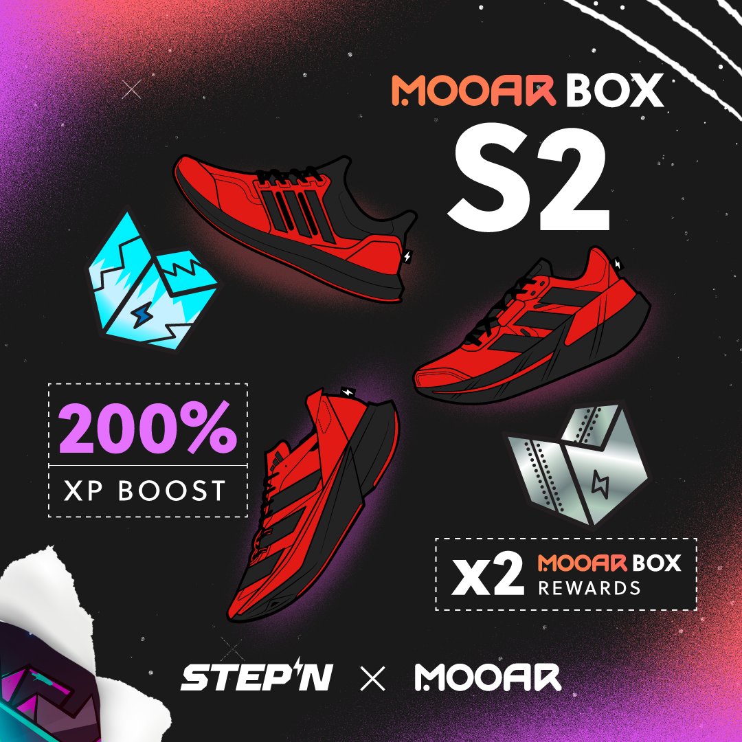 🔥 Level Up with Double Rewards! 🎉 👟 Buy or sell #STEPN x @adidas Genesis Sneakers on #MOOAR and supercharge your rewards! Here's what you get: 1️⃣ Double MOOAR Box Rewards 2️⃣ Double Experience Points ⌛️ Round 1 ends on May 13th at 23:59 UTC, make each trade count 🌟…