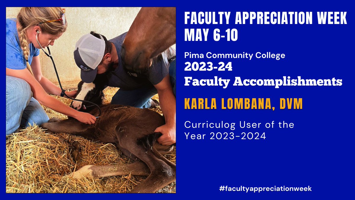 #pimacommunitycollege #pimafaculty 2023-2024 honors: > Karla Lombana, DVM: Curriculog User of the Year 2023-2024 @pimaonline @pima_cclibrary @pccCareersvcs @pimaccsbdc @pimafoundation @pccarts @TucsonAgenda @TheAZB @UnivisionAZ @TelemundoAZ @nogalesnews