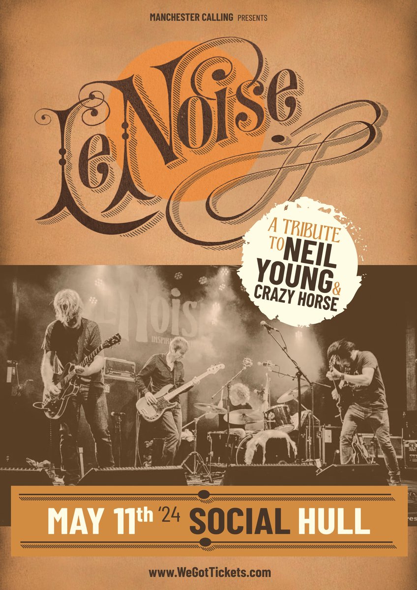 Belgium's LeNoise joins us this weekend armed with a setlist of Neil Young’s greatest songs; experience an epic and authentic tribute to Neil Young and Crazy Horse. 📅 Saturday 11th May 🎟 book tickets: bit.ly/LeNoiseHull