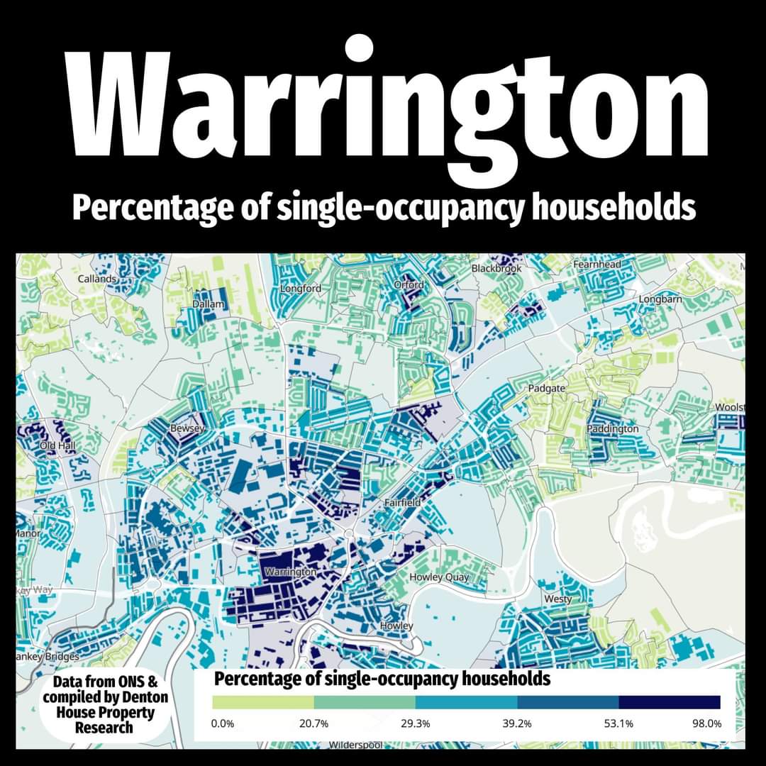𝗕𝗹𝘂𝗲 𝗛𝗲𝗮𝘁 𝗠𝗮𝗽 - 𝗦𝗶𝗻𝗴𝗹𝗲 𝗢𝗰𝗰𝘂𝗽𝗮𝗻𝗰𝘆 In the ever-evolving landscape of the Warrington property market, understanding the demographics of occupancy rates is pivotal for both buyers and sellers.....