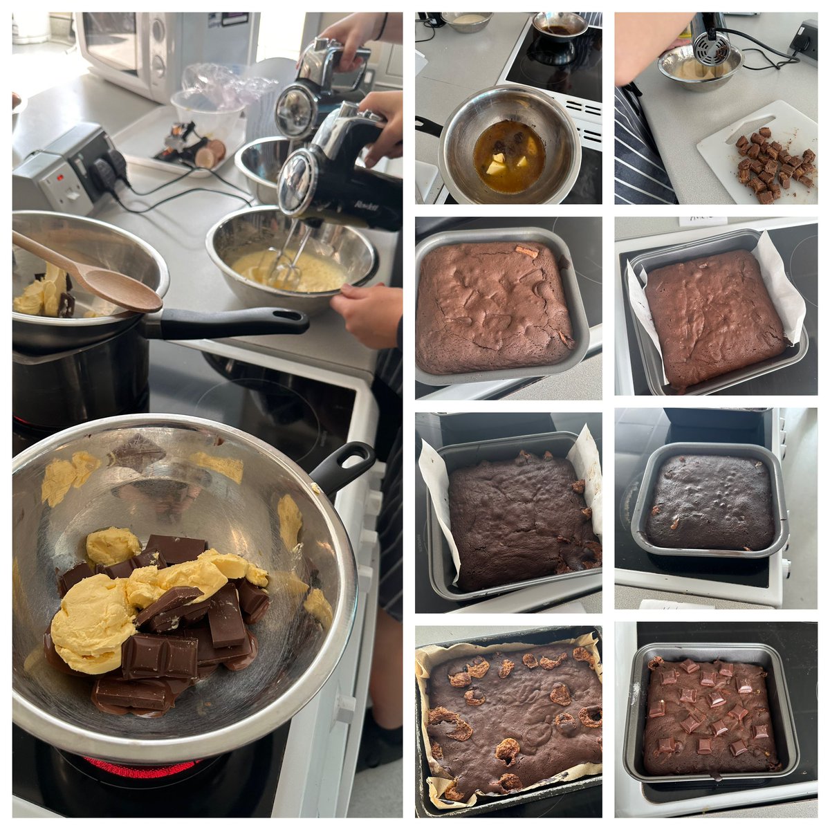 Y10 have been whisking, sieving, folding and using a Bain-Marie, all in super quick time to get the #Caramel #Brownies in the oven and baked. 😋