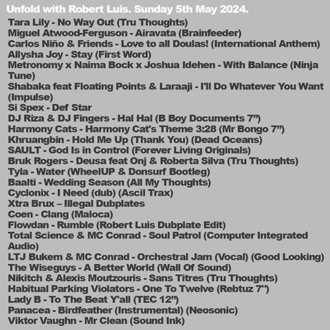 ROBERT LUIS - Tru Thoughts (@robertluis) on Twitter photo Unfold Radio with music in tribute to both MC Conrad & DJ Regal (Rest In Peace) + <a href="/TaraLilyMood/">Tara Lily</a> <a href="/AllyshaJoy/">Allysha Joy</a> <a href="/FirstWordHQ/">First Word Records</a> <a href="/shabakah/">SHABAKA</a> <a href="/floatingpoints/">floating points</a> <a href="/therealmrbongo/">MR BONGO</a> <a href="/BrukRogers/">BrukRogers</a> <a href="/DJWheelUP/">DJWheelUP</a> <a href="/xtrabrux/">Xtra Brux</a> <a href="/BigFlowdan/">Flowdan</a> <a href="/therealLTJbukem/">LTJ Bukem</a> <a href="/metronomy/">Metronomy</a> <a href="/naimabock/">Naima Bock</a> @BeninCitizen <a href="/ninjatune/">Ninja Tune</a> & more Unfold Radio with music in tribute to both MC Conrad & DJ Regal (Rest In Peace) + <a href="/TaraLilyMood/">Tara Lily</a> <a href="/AllyshaJoy/">Allysha Joy</a> <a href="/FirstWordHQ/">First Word Records</a> <a href="/shabakah/">SHABAKA</a> <a href="/floatingpoints/">floating points</a> <a href="/therealmrbongo/">MR BONGO</a> <a href="/BrukRogers/">BrukRogers</a> <a href="/DJWheelUP/">DJWheelUP</a> <a href="/xtrabrux/">Xtra Brux</a> <a href="/BigFlowdan/">Flowdan</a> <a href="/therealLTJbukem/">LTJ Bukem</a> <a href="/metronomy/">Metronomy</a> <a href="/naimabock/">Naima Bock</a> @BeninCitizen <a href="/ninjatune/">Ninja Tune</a> & more