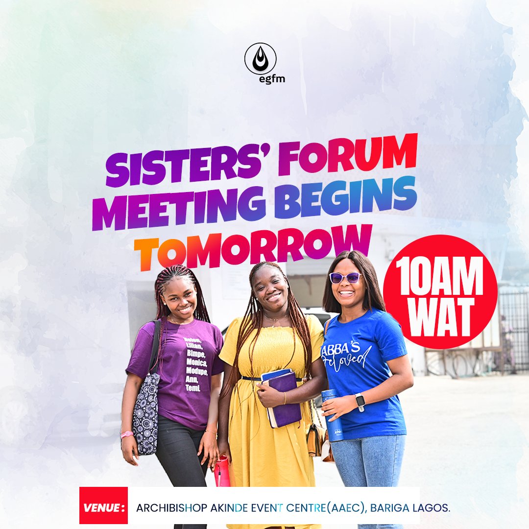 SISTERS’ FORUM BEGINS TOMORROW!

Prepare your heart and come expectant to receive all that God has ordained for you in this meeting. 

VENUE: Archbishop Akindele Event Centre (AAEC), Bariga, Lagos.

You can also connect online on the Fountain Stream Mobile App or at