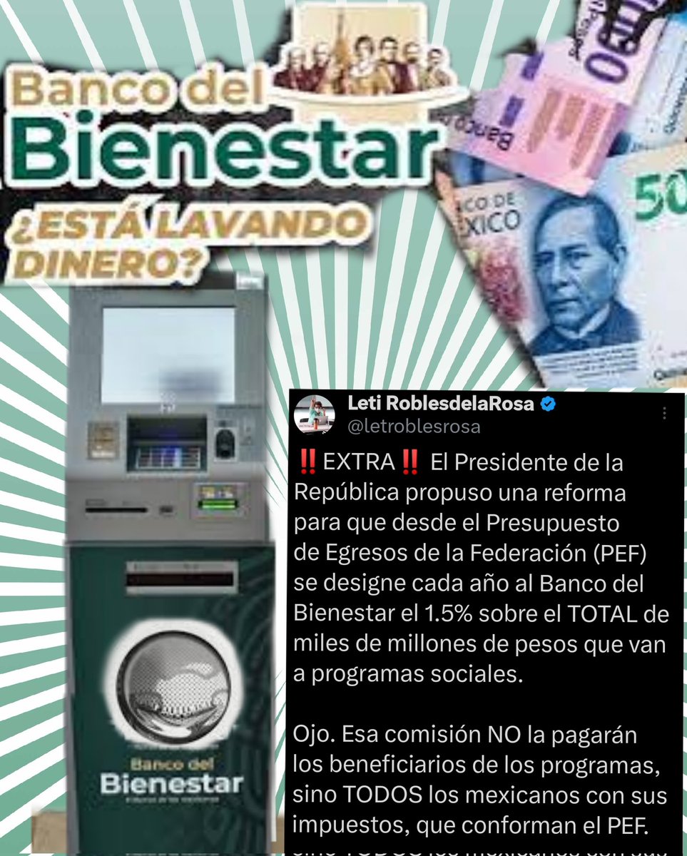 Más dinero para la lavadora oficial #BancoDelBienestar
