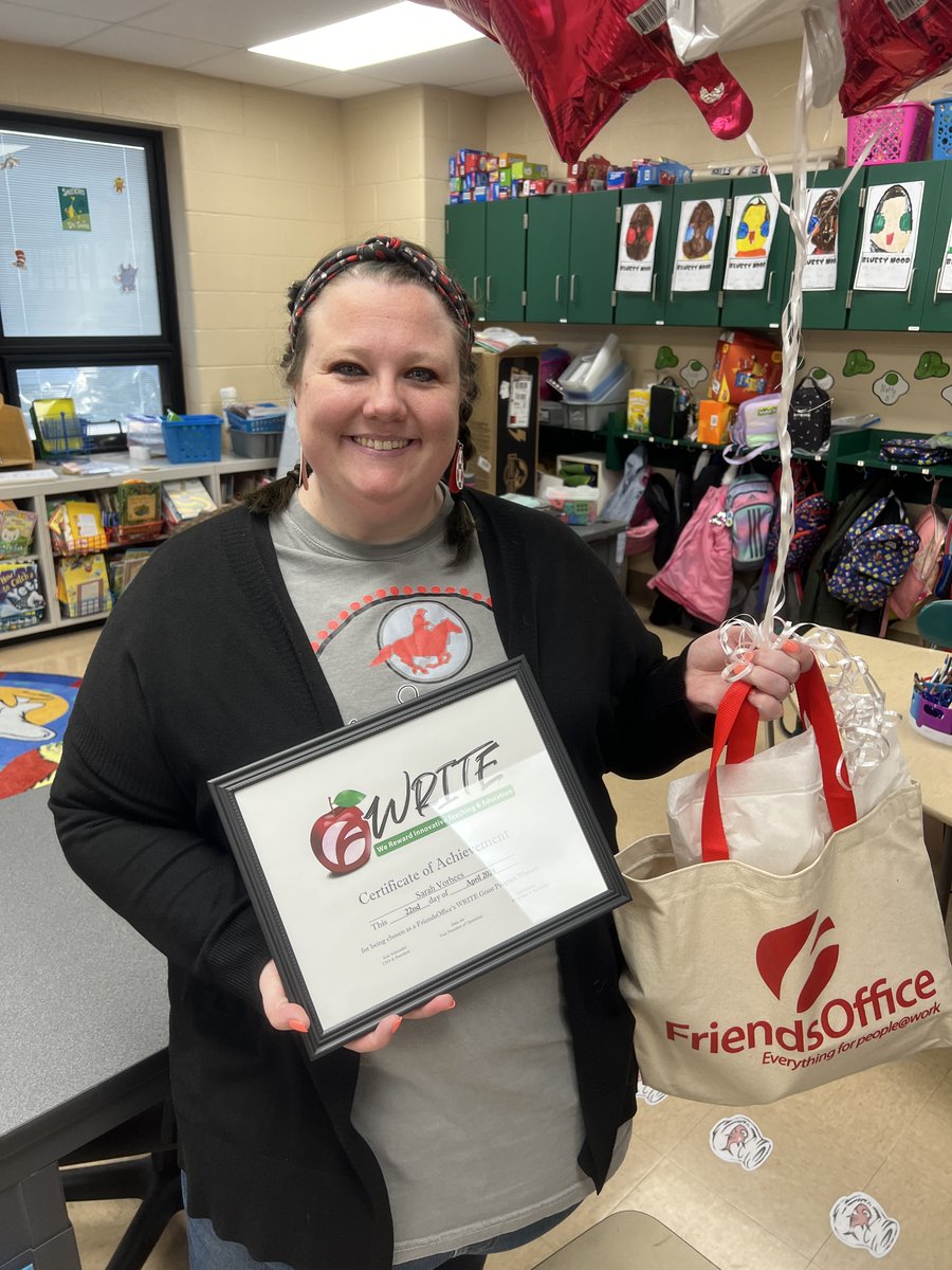 Last W.R.I.T.E Grant Program Winner:
Sarah Vorhees, New Knoxville Elementary School 
'With the help of FriendsOffice, I could give my kindergarten students a variety of tools to immerse themselves in learning through open play.'
#nationalteacherappreciationweek
#betterwithFriends