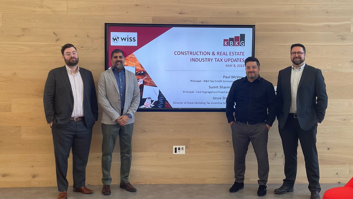 Thank you to KBKG for yesterday's informative presentation on 'Construction & Real Estate Industry and R&D Tax Credit/Section 174 Updates'! It was an excellent opportunity to learn from industry experts!

#wiss #training #construction #realestate #tax #taxupdate