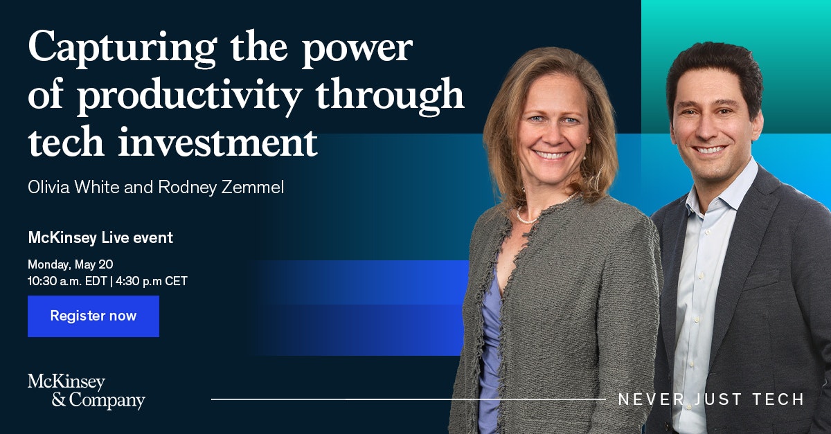 #Productivity is the foundation of prosperity. Join MGI director Olivia White for a @McKinsey Live session exploring how technology investment can accelerate productivity growth. Register now: mck.co/powerofproduct…