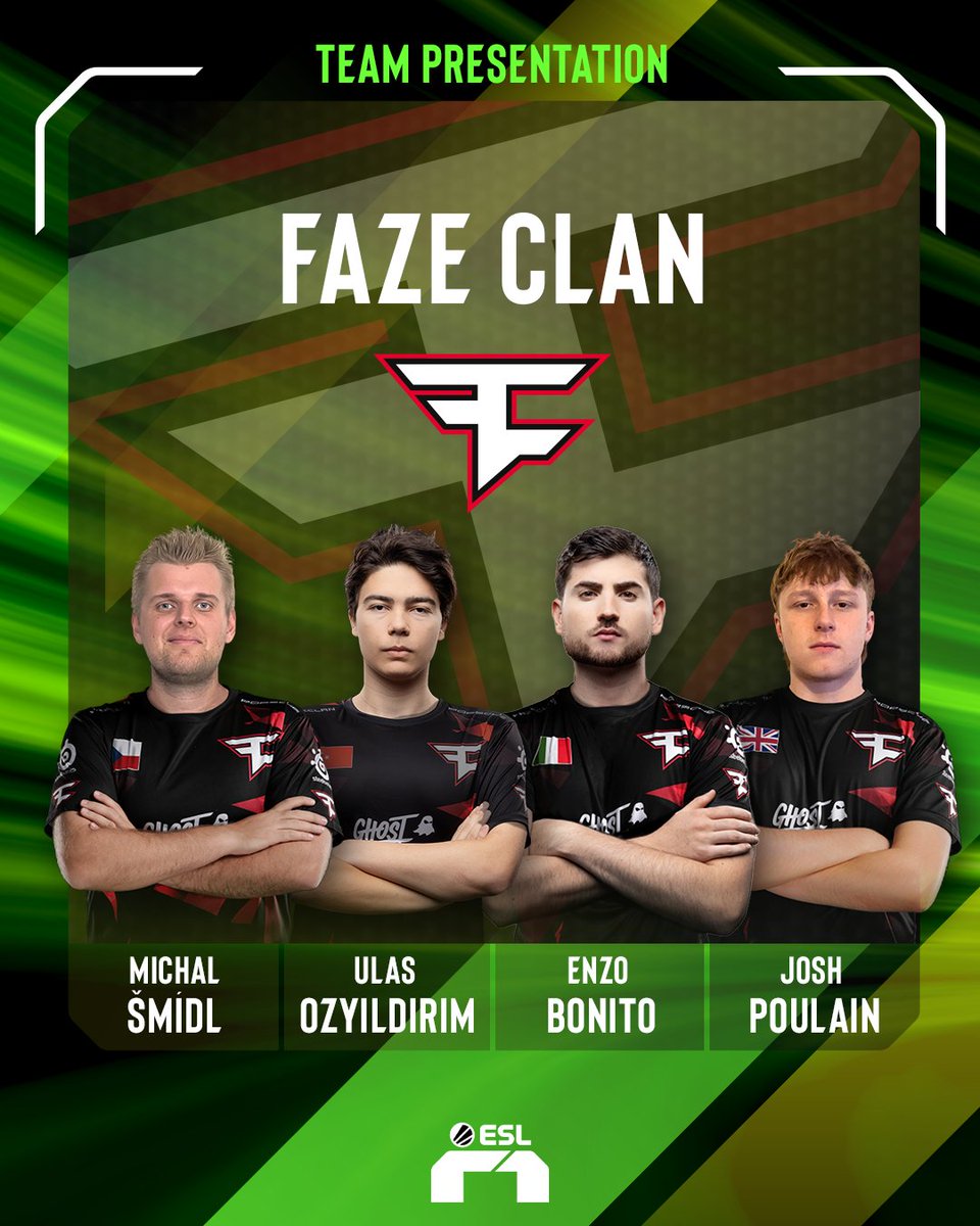 FaZe ☝️ There are new faces as we reveal the @FaZeClan line-up for the ESL R1 2024 Spring Season! 👀 Welcome to the race track! 🏎️ 🔥