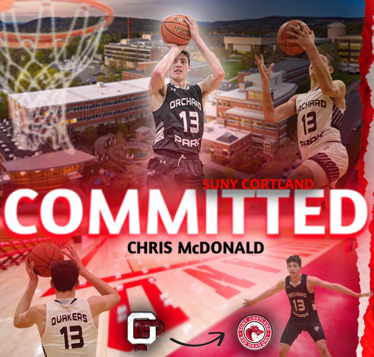 I am blessed to announce my commitment to SUNY Cortland next year to continue my academic and athletic career.  Thank you to all my family, coaches and friends for helping me in this journey.  Can’t wait to get to work!

<a href="/OPVarsityBBall/">Orchard Park Quakers Boys Basketball</a> <a href="/Last1Best11/">Last 1 Best 1 Training</a> <a href="/CGEElite/">Corey Graham Elite Extreme</a>