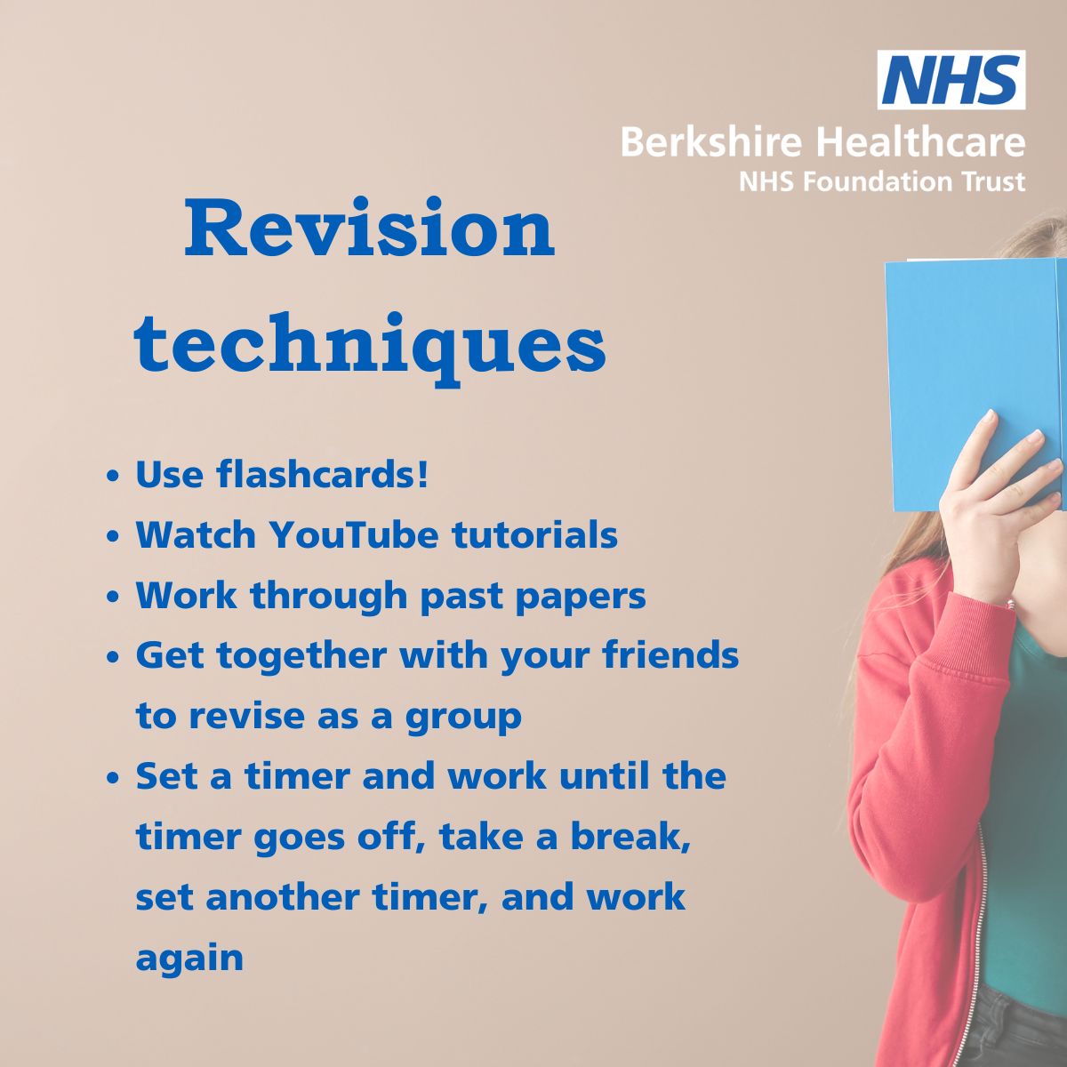 Revising for exams can be stressful. We all learn in different ways. If something isn't working for you, try switching it up. Remember to: 📝 Break it into chunks 📝Create a manageable timetable 📝Take regular breaks 📝Be real about what you can manage in a day