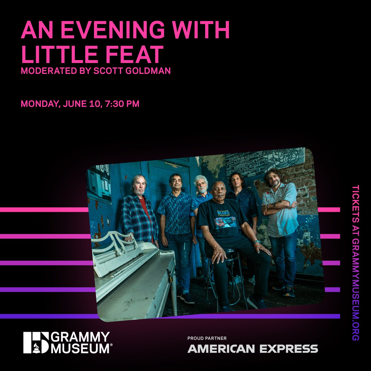 Feeling alive in America with @littlefeattweet at the #GRAMMYMuseum! 🙌

The band will perform and speak with moderator Scott Goldman about their upcoming album 'Sam's Place' on June 10.

🎟️ #AmexPresale tickets now available (#withAmex terms apply): grm.my/44y1qYq