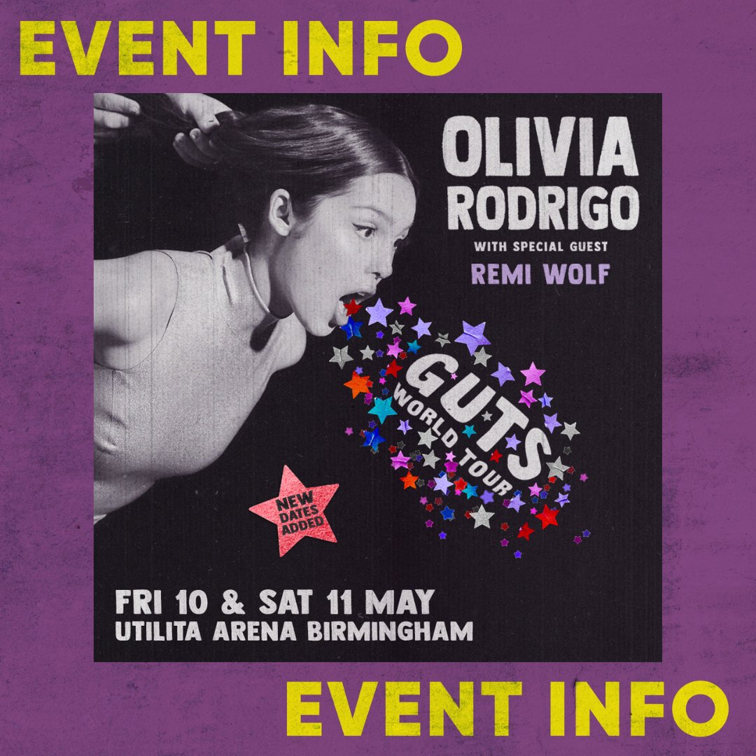 💜 EVENT INFO 💜 It's almost time for @oliviarodrigo who joins us for the next two nights! ℹ️ Visit our website for all event information including the bag policy and performance times - bit.ly/45QnJID Enjoy the show! 🤩