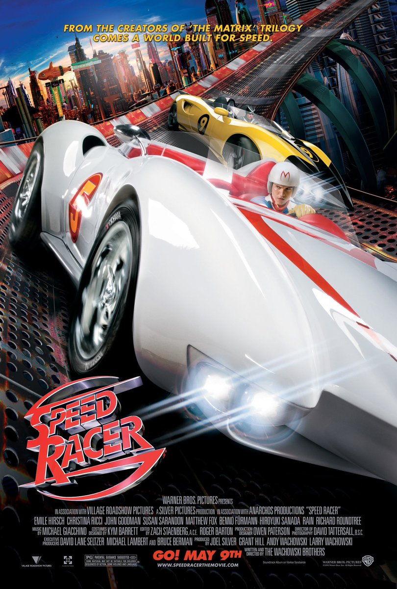 Happy 16th Anniversary to SPEED RACER (2008)! 🥳🎉

#SpeedRacer #ChristinaRicci #MatthewFox @29rain #JohnGoodman #BennoFurmann #HiroyukiSanada #OwenPaterson #DavidTattersall #ZachStaenberg #RogerBarton @m_giacchino #JoelSilver #GrantHill @ILMVFX @Technicolor @wbpictures