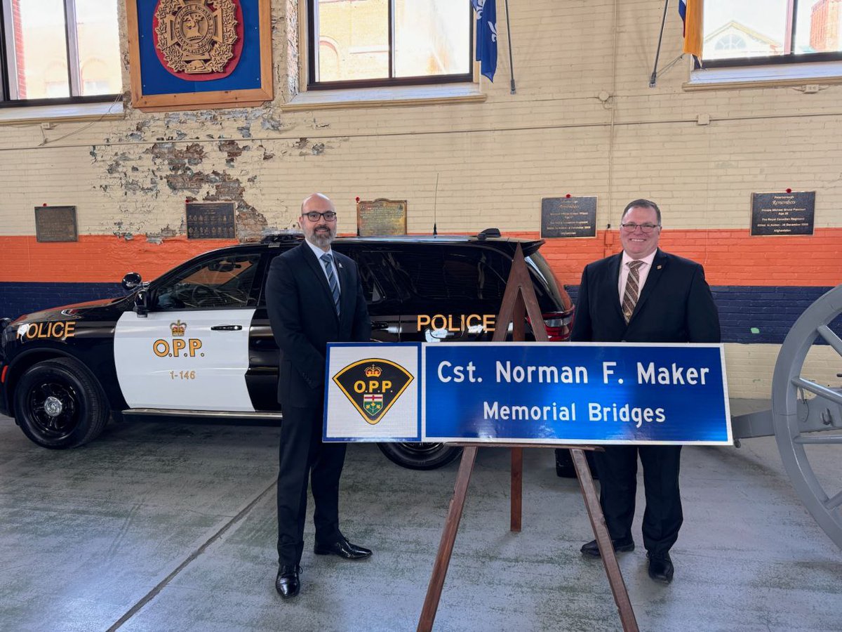 OPP Association honoured to be among families, colleagues, dignitaries and community at two Spring 2024 Bridge Dedications honouring historic line of duty deaths-OPP Provincial Constables Vaughn B. McKay in Elk Lake and Norman F. Maker in Peterborough. Read story:…
