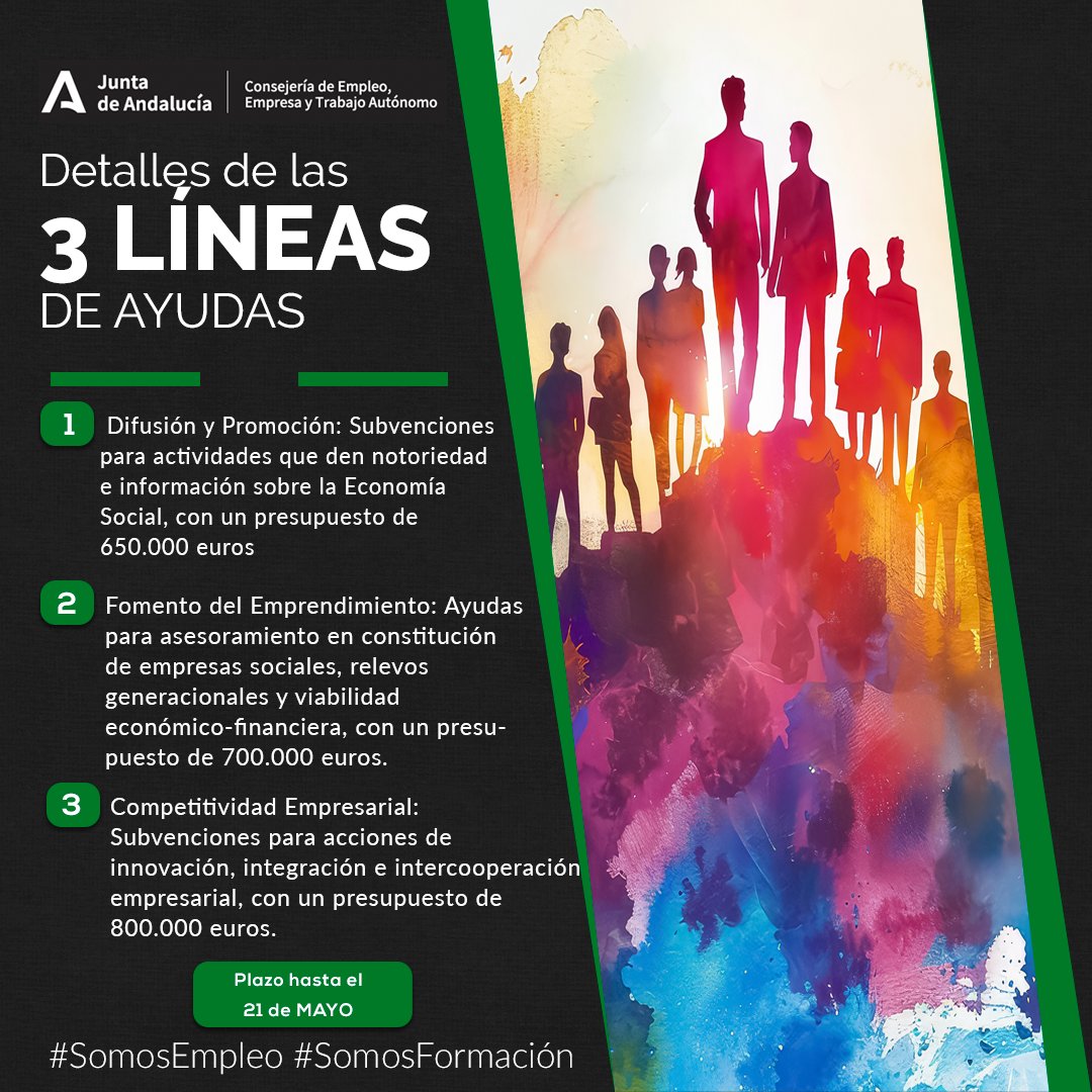 🌟 ¡Conoce las tres líneas de ayudas que impulsarán la Economía Social en Andalucía! 🌟 🔍 Más información en el enlace!lajunta.es/4s1o8 #EconomíaSocial #Emprendimiento #Andalucía #SomosEmpleo #SomosFormación #Boja #Andalucía
