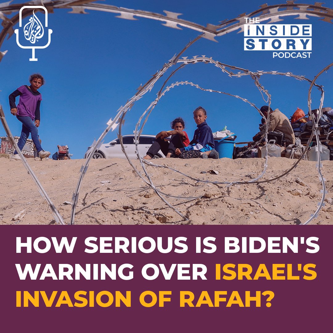 Joe Biden has issued the strongest warning yet over a potential ground invasion of Rafah by Israeli forces, threatening to stop supplying arms which have been part of the US' efforts 'to secure Israel'.

🎙 #InsideStory and @ScottLucas_EA discuss: aj.audio/TISP-804