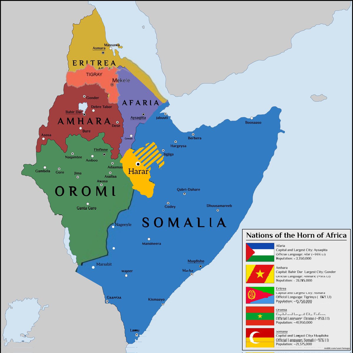 Normally, disintegration happens when the devolution of power fails to persevere the unity of a country but in the case of Ethiopia, it is different. #HornOfAfrica #NewMap 

Ethiopia’s disintegration isn’t new and shouldn’t be a surprise. Ever since Haile Selassie's reign 1940s,