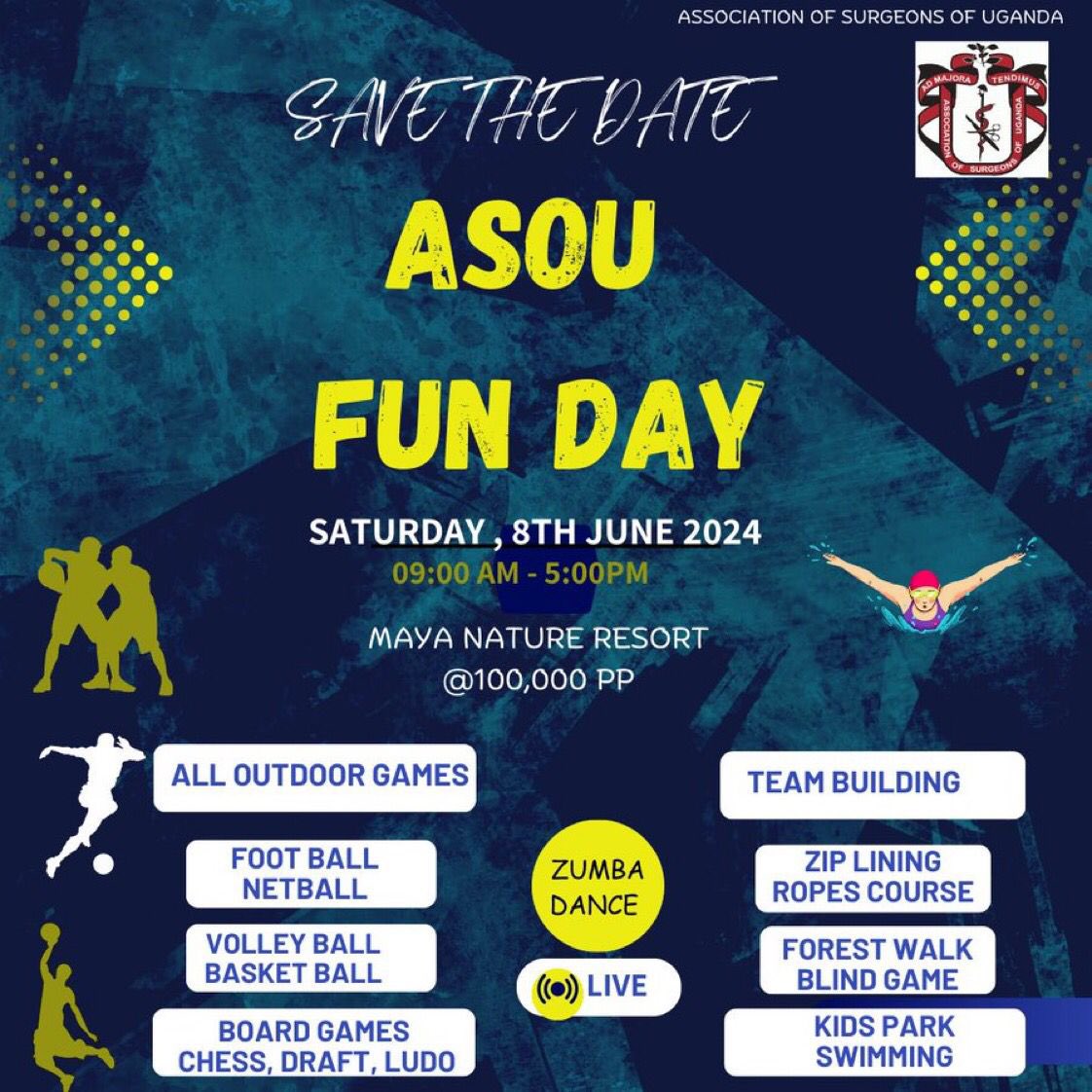 faith_nabushawo's tweet image. I’m super excited to have received an invite to the @ASOU_Official Fun Day on Saturday, 8th June 2024 at Maya Nature Resort! Can’t wait to participate in all the outdoor games, team building activities, and enjoy a day of fun and adventure. See you there! #ASOUFunDay 🎉🌳🏀🏐🎲
