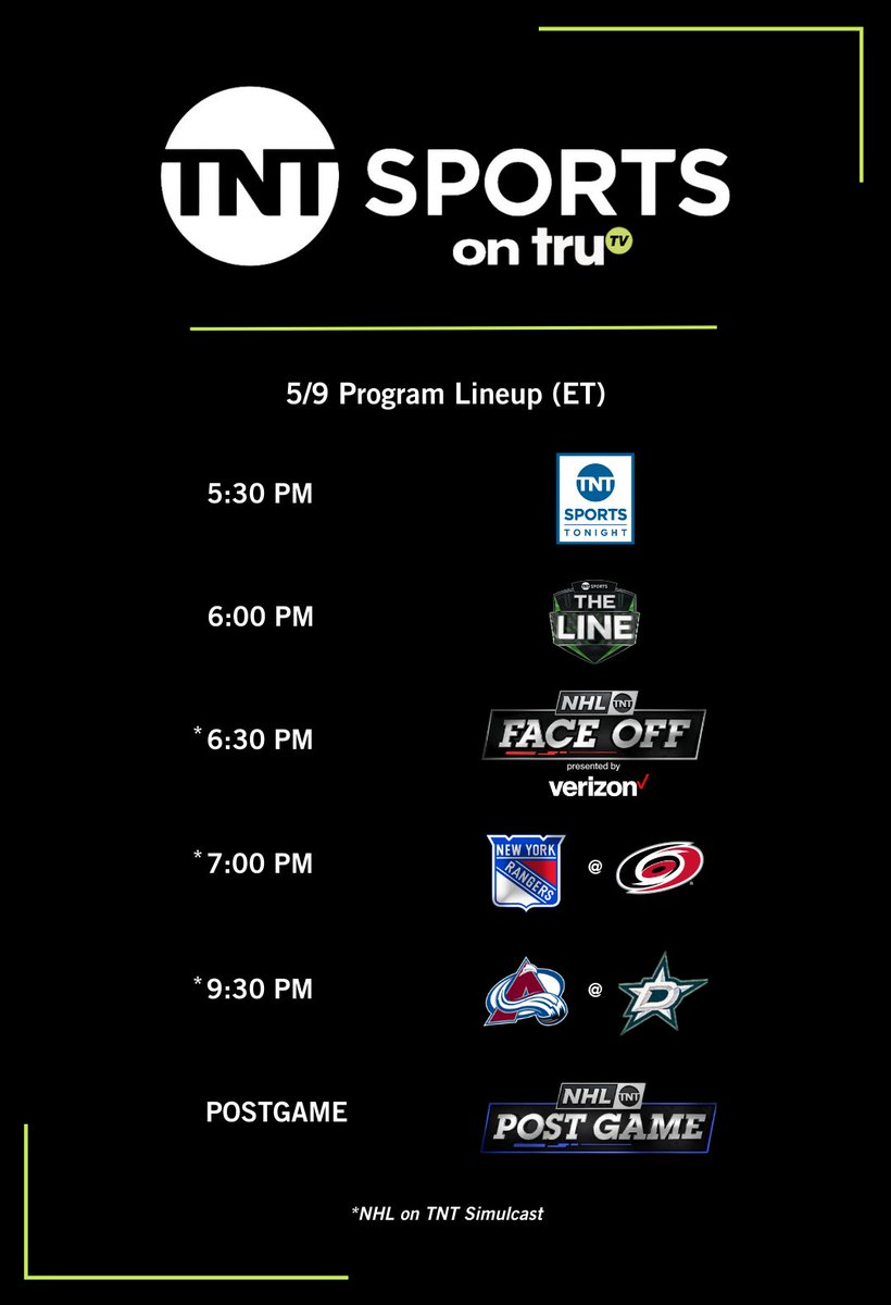 Switch channels, not games! 📺 Tonight’s truTV program lineup includes simulcasts of NHL on TNT’s #StanleyCup Playoff coverage. Tune in and catch all the action! 🏒🏒🏒