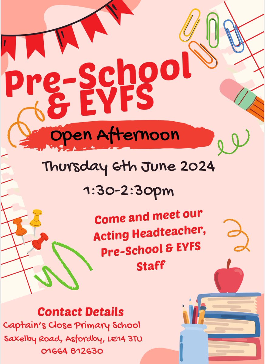 If your interest in our pre-school and EYFS provision please come to our open day. @Accprimary @Discoverytrust