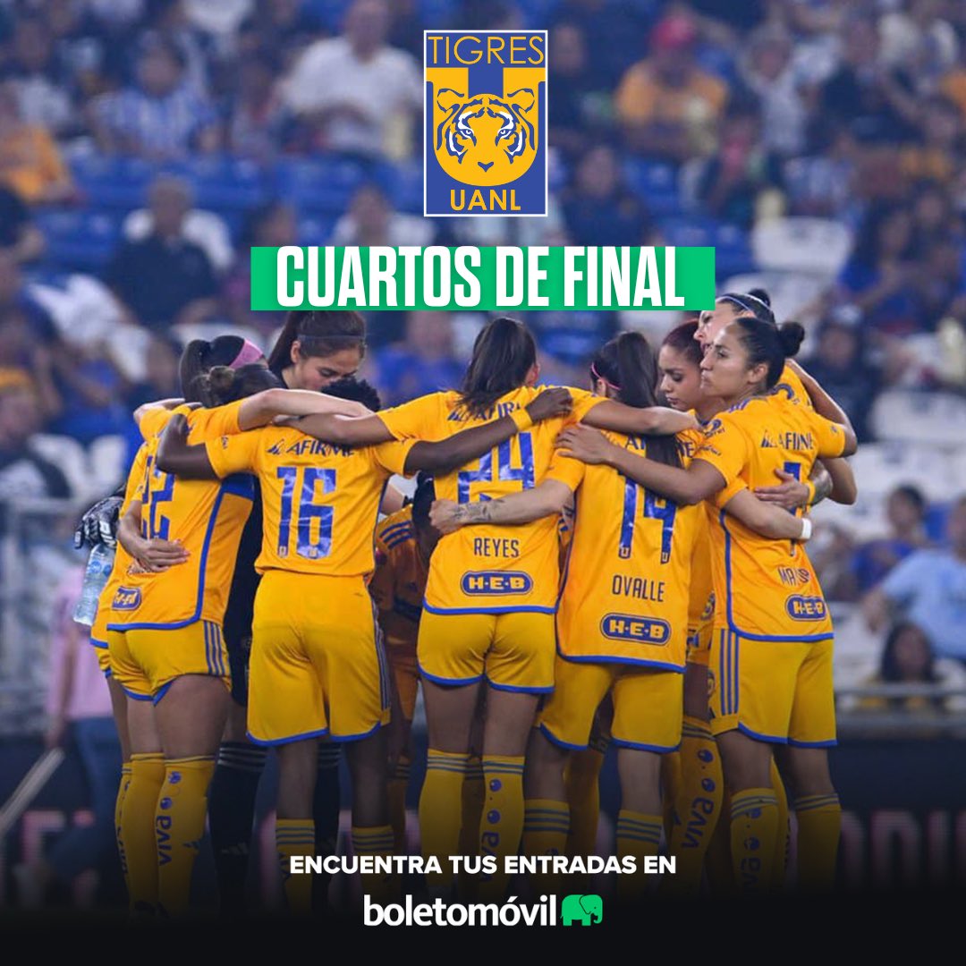 Vive los cuartos de final de la @LigaBBVAFemenil #ConElElefante🐘 @TigresFemenil vs Juárez FC. 🏟️🔥 13 de mayo 7:00pm. 📍Estadio Universitario. 🎟️ Compra tus boletos aquí: bit.ly/3JUq2B9