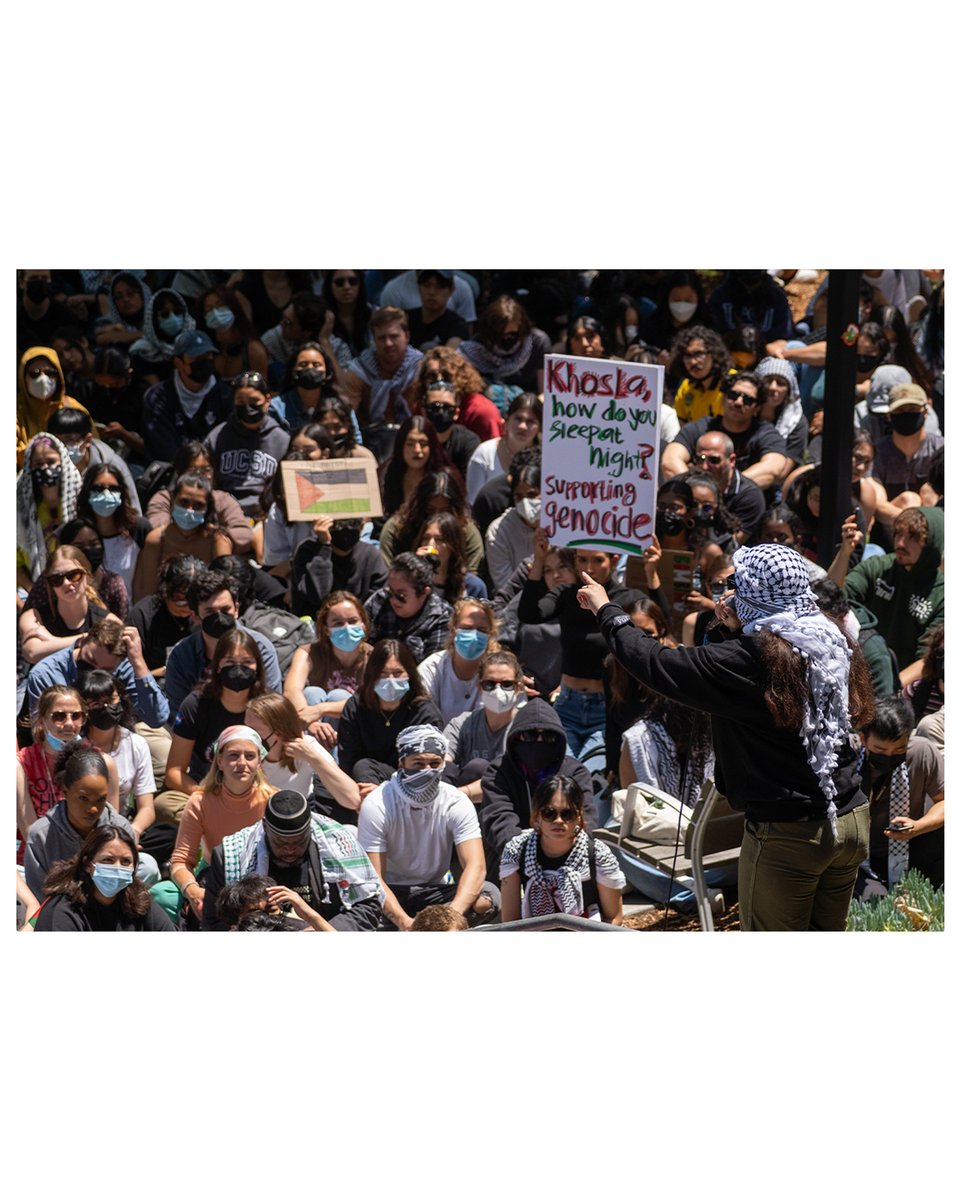 1/ Yesterday, thousands of UCSD students participated in a walkout. They protested the police violence used to dismantle the Gaza solidarity encampment—and the university's decision to use police power in the first place.