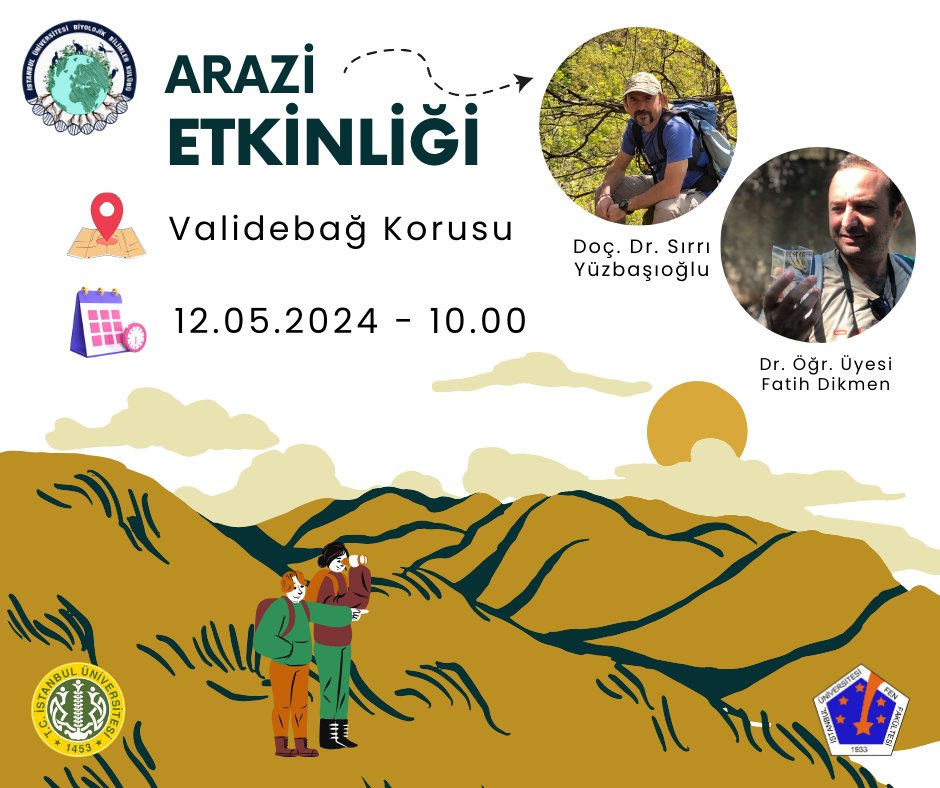 🌿Validebağ Korusu'nda Arazi Etkinliği!🌿
Validebağ Korusu'nda muhteşem bir arazi etkinliği düzenliyoruz. Katılmak isteyen herkesi bekliyoruz.💚 
Bu eğlenceli ve öğretici etkinliğe katılmak için açıklamadaki formu doldurmayı unutmayın.🤗

📍 Validebağ Korusu, İstanbul
📅 12 Mayıs