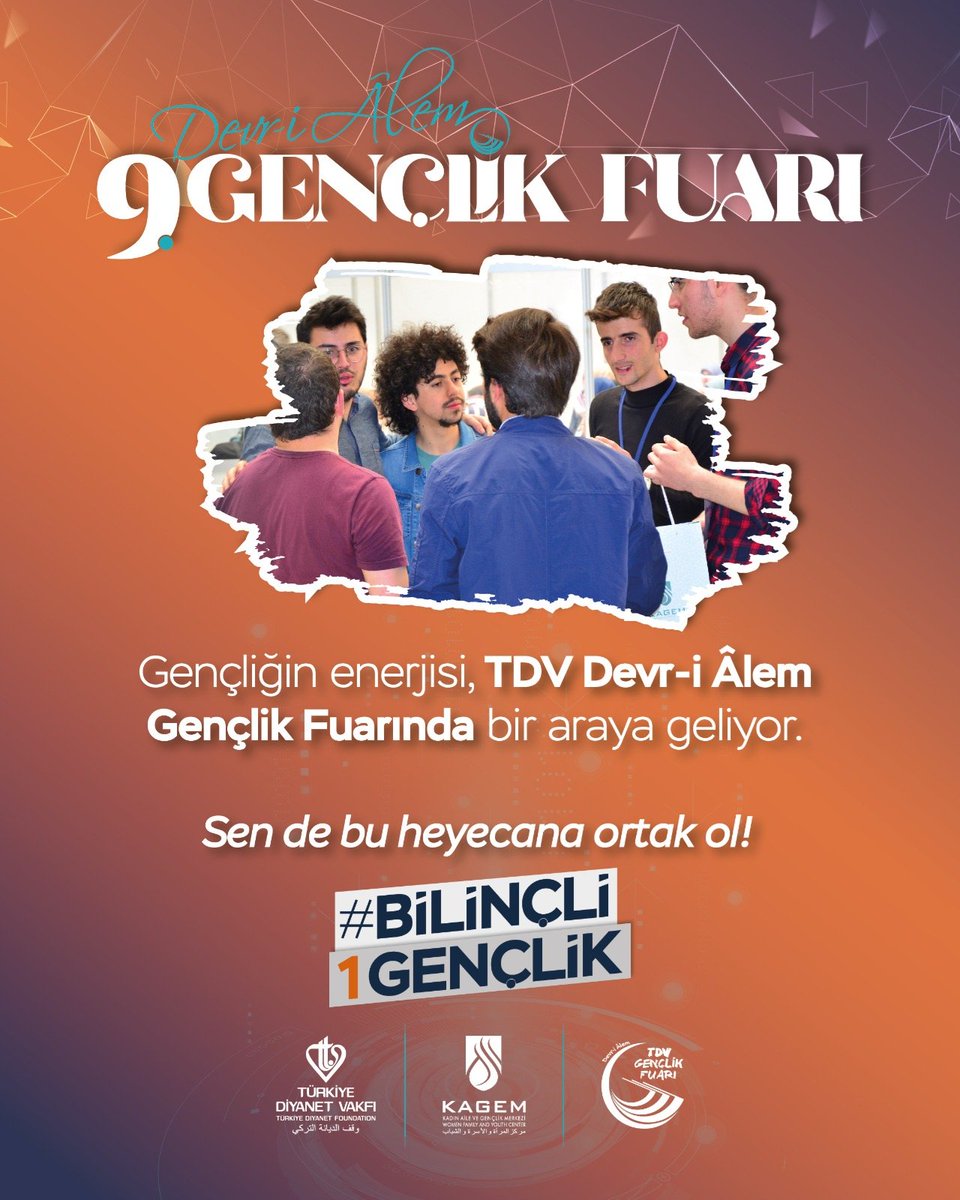 Kültür, sanat, edebiyat, medya, bilgi ve teknoloji dolu TDV Devr-i Âlem Gençlik Fuarı, kapılarını 9. kez gençlere açıyor. Haydi sen de yerini al! #Bilinçli1Gençlik