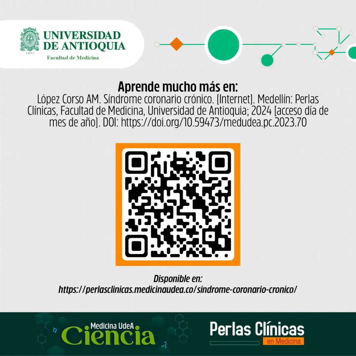 #PerlasClinicasUdeA | Síndrome coronario crónico Doc., ¿Sabes cuales son las bases para el manejo antitrombotico en un paciente que cursó con un síndrome coronario agudo?