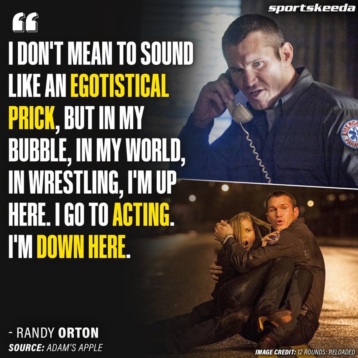 #RandyOrton says he's not as good an actor as he's a wrestler 💀 #WWE