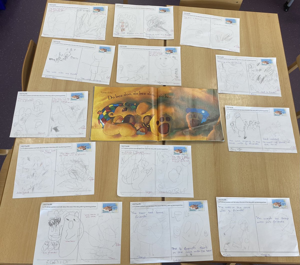 Dosbarth Melyn have been working with their learning partners. The have talked about the beginning, middle and end of our new story book ‘The bear in the cave’. They worked together to draw some fantastic pictures. 
#teamgwenfro
#ambitiouscapablelearners