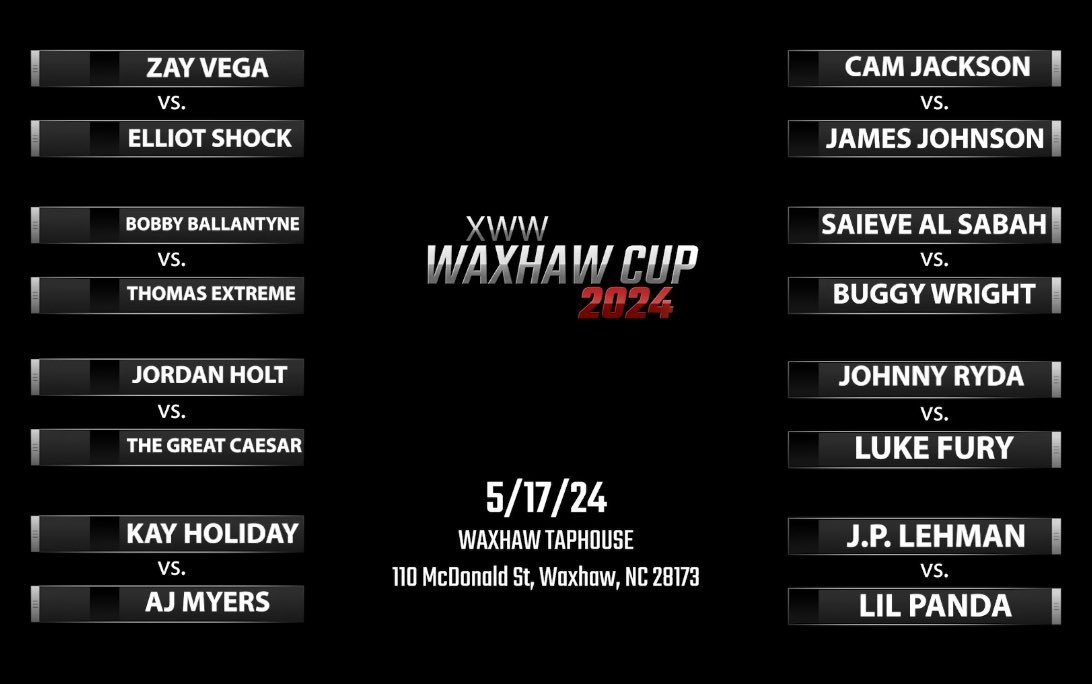 XwwOfficial's tweet image. The bracket is now set for the #XWW #WaxhawCup2024 live May 17th at Waxhaw Taphouse! Show starts at 7:30PM! Who will win the #WaxhawCup?

@lehman_p took home the #MatthewsCup can he do it again in Waxhaw?