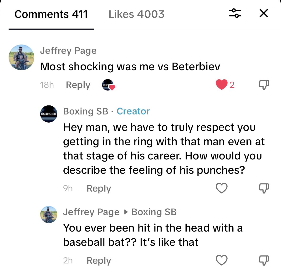 I asked Jeff Page Jr how it felt to be hit by Beterbiev 😭😭😭 #boxing