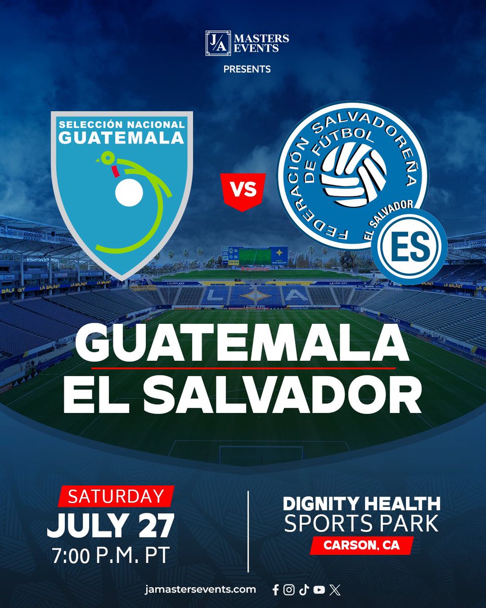 🇬🇹 🆚 🇸🇻 Tickets are on sale now for a friendly matchup between @fedefut_oficial & @LaSelecta_SLV at Dignity Heath Sports Park on July 27th! 🎟️: bit.ly/4btDwPX