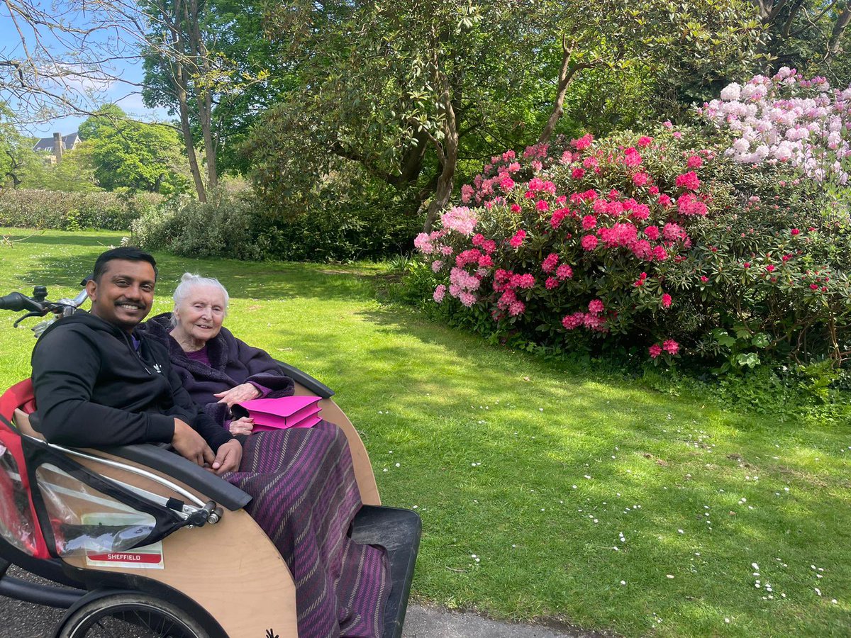 Cycling Without Age Sheffield (@cwa_sheffield) on Twitter photo A day for rhododendrons! Merryl and Johim from Grange Crescent <a href="/sheffcare/">Sheffcare 💜 Quality Care Homes in Sheffield 💜</a> enjoying the beautiful colours in the sunshine 🌞 A day for rhododendrons! Merryl and Johim from Grange Crescent <a href="/sheffcare/">Sheffcare 💜 Quality Care Homes in Sheffield 💜</a> enjoying the beautiful colours in the sunshine 🌞