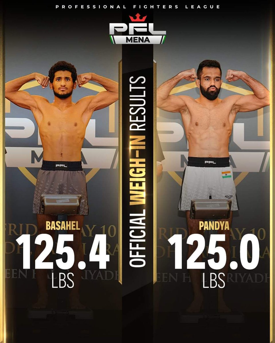 Malik on weight and ready to go at @PFLMENA tomorrow night 👌

Fighting in his homeland of Saudi Arabia once again and ready to show why he's one of the top-rated amateurs in the world!

#mma #ukmma #pfl #pflmena #mixedmartialarts #mmafighter #mmafights #amateurmma #pflmma