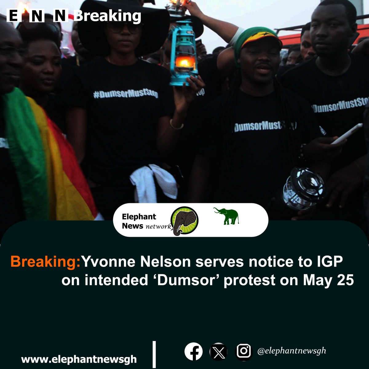 'Yvonne Nelson plans 'Dumsor' protest on May 25, serves notice to IGP. Let's stand against power outages! #DumsorProtest #YvonneNelson #Ghana'