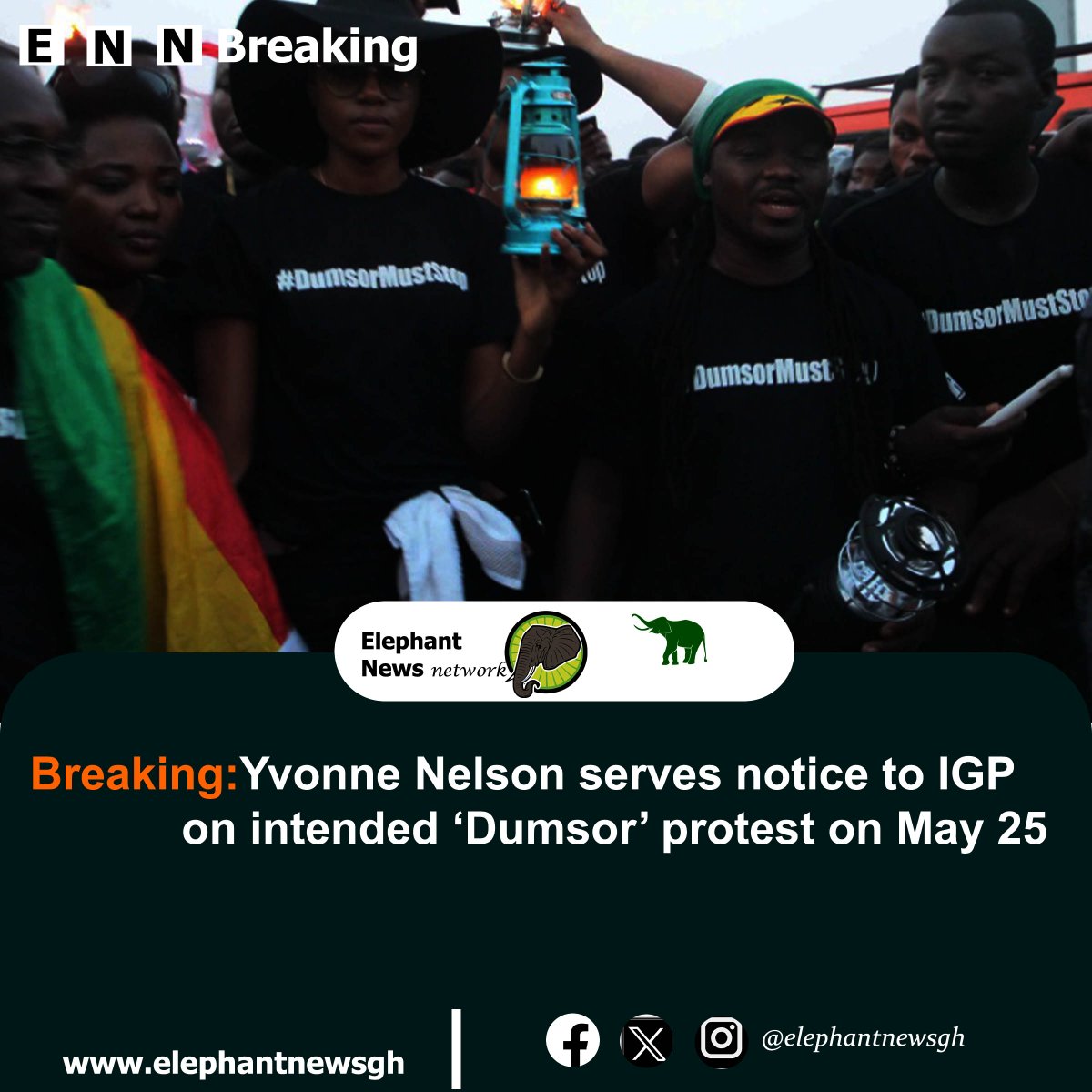 elephantnewsgh's tweet photo. "Yvonne Nelson plans 'Dumsor' protest on May 25, serves notice to IGP. Let's stand against power outages! #DumsorProtest #YvonneNelson #Ghana" https://t.co/iEu5w4H0Fg