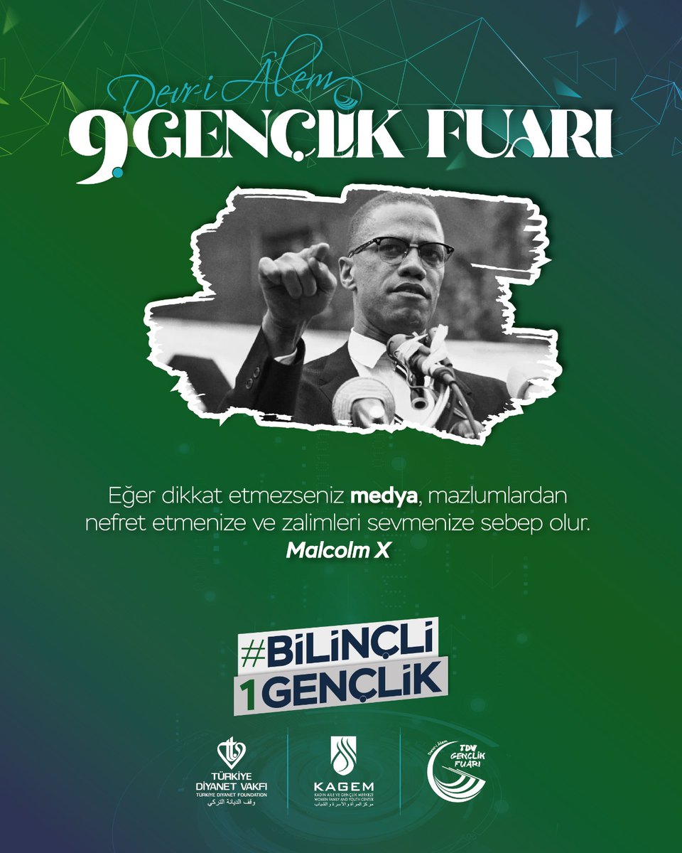 “Eğer dikkat etmezseniz medya, mazlumlardan nefret etmenize ve zalimleri sevmenize sebep olur.” Malcolm X #Bilinçli1Gençlik