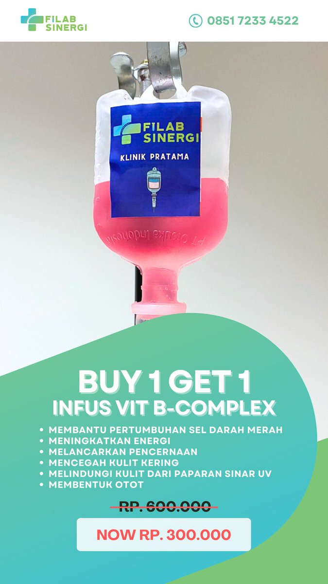 IV drip di rumah, atau kantor?
Bisa banget!

Untuk reservasi, bisa via DM atau WA. Bingung opsi drip mana yang paling cocok untukmu? Ngobrol yuk sama tim medis kami 😃

Kita lagi ada promo BUY 1 GET 1 FREE ENERGY DRIP loh!

#ivdrip #ivtherapyjakarta #klinikbintaro #infusbintaro